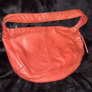 HOBO Bold Coral pink Leather Hobo Bag